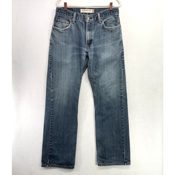Levis 505 Jeans Men 32x32 (Fit 30x30) Blue Straight 100% Cotton Denim Distressed - Picture 1 of 16
